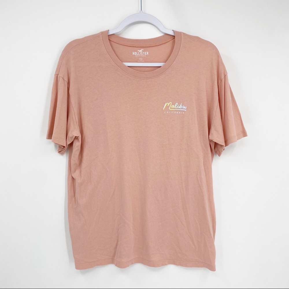 Hollister Malibu California Pastel Peach Boho Surf T Shirt Top Size XS
